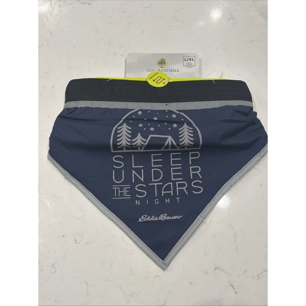 Eddie Bauer Dog Bandana L/XL Reversible Sleep Under Stars Blue